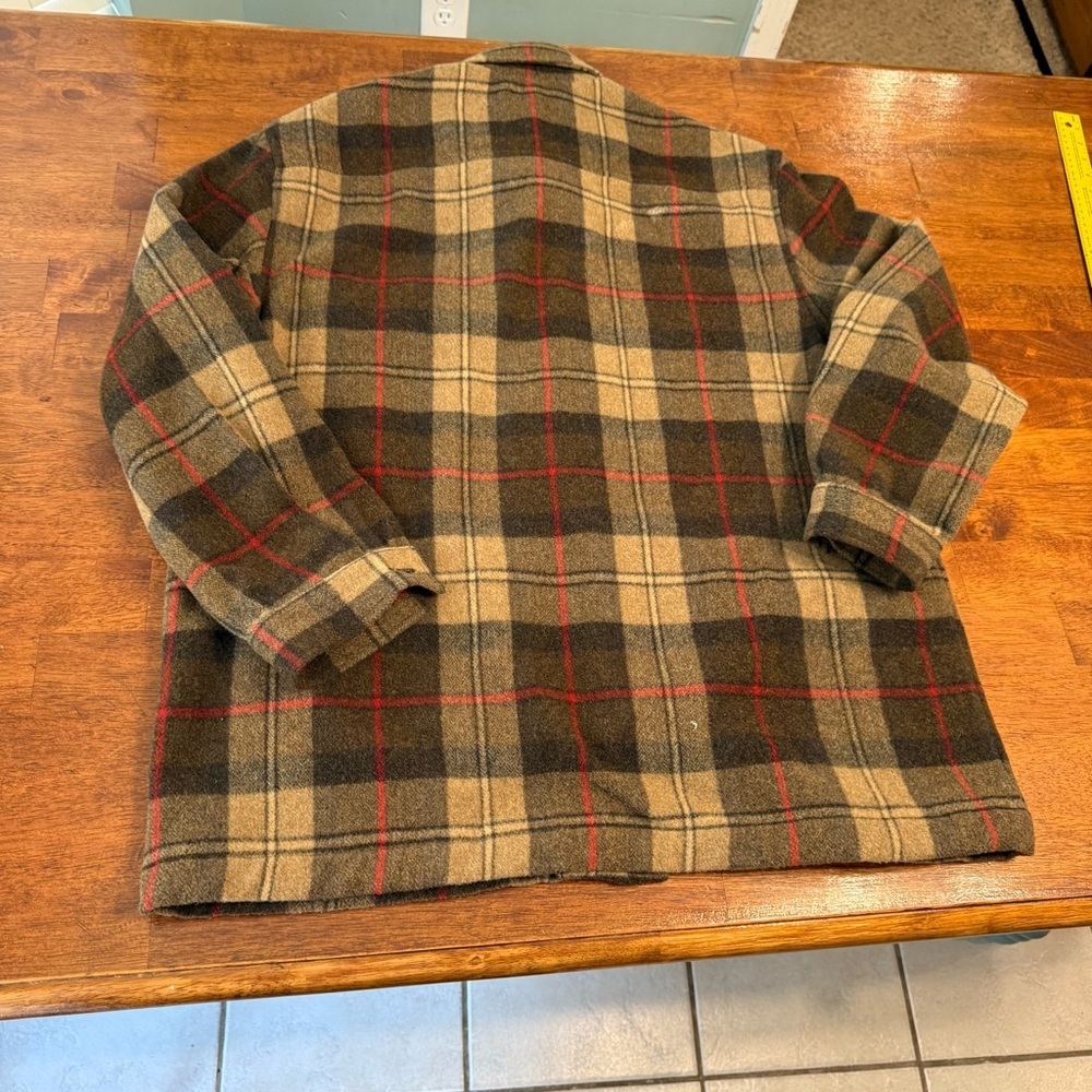 Vintage Le Collezioni Structure men's wool plaid jacket shirt brown tan red M - Picture 11 of 12